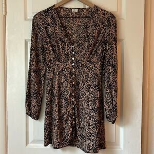 Aritzia Wilfred Long Sleeve Leopard Print Dress size small